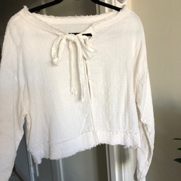 Free People waffle texture open tie back top - Picture 2 of 2